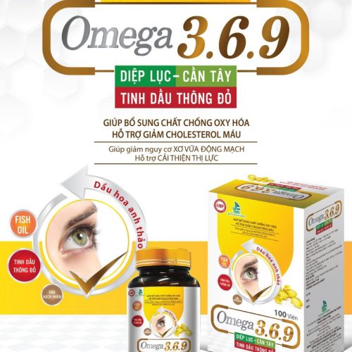 OMEGA 369 - Hỗ trợ giảm cholesterol máu, giảm nguy cơ xơ vữa động mạch, cải thiện thị lực (Lọ 100 viên)