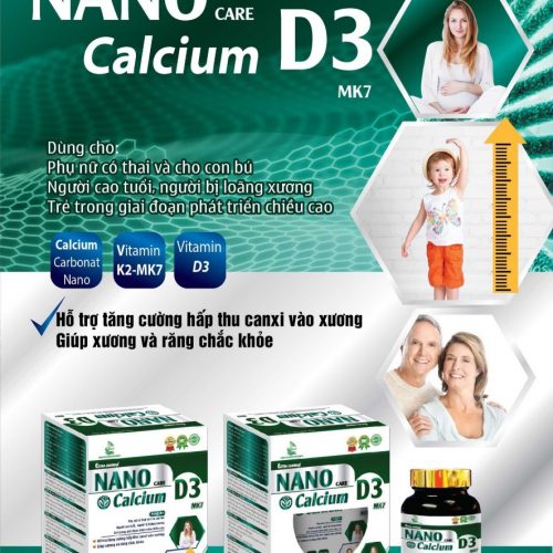 NANO Calcium D3 - Bổ sung canxi, vitamin D3 cho cơ thể, giúp xương răng chắc khỏe (Lọ 60 viên)