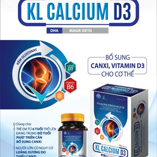 KL-CALCIUM D3 - Bổ sung canxi, vitamin D3 cho cơ thể, giúp xương răng chắc khỏe (Lọ 60 viên)