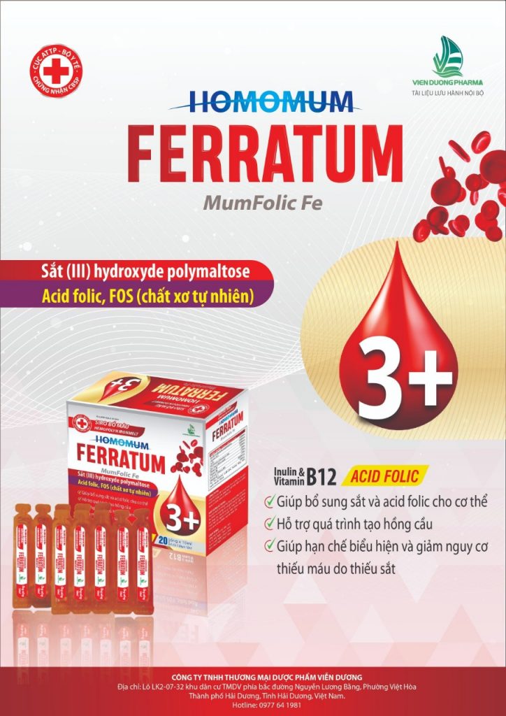 FERATUM - Bổ sung sắt cho các trường hợp thiếu máu (Hộp 20 ống)