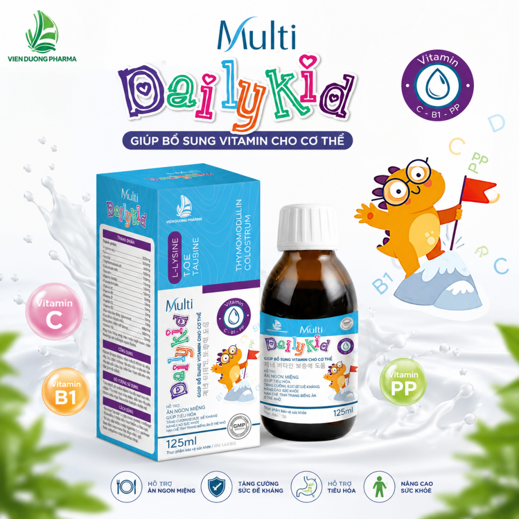 DAILY KIDS Multi 125ml – Hỗ trợ ăn ngon, tăng cường sức đề kháng cho trẻ